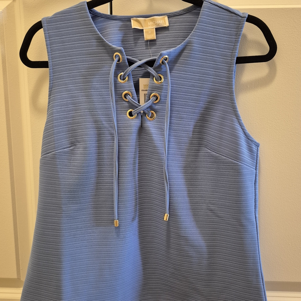 Michael Kors Blue Lace-Up Tank Top